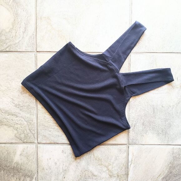 Valija Navy Ribbed Crop Tank Large - Picture 1 of 3